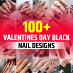 Black and Red Valentines Day Nails
