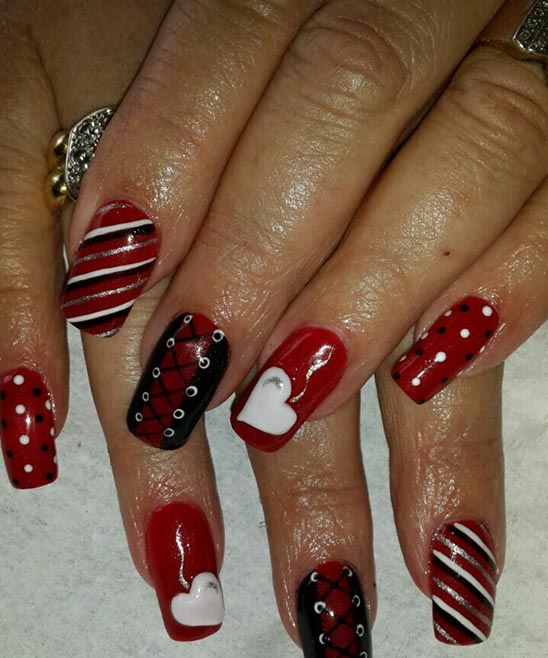 Black and Red Valentine's Nails