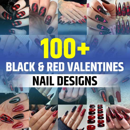 Black and Red Valentines Nails
