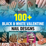Black and White Valentines Nails