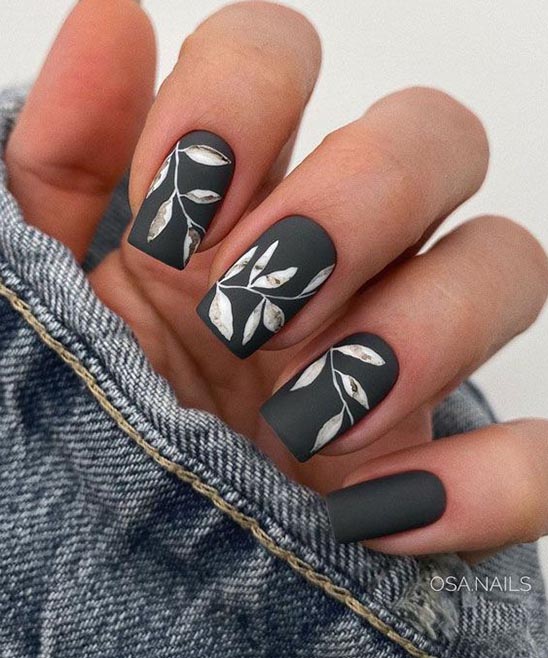 Coffin Black and White Nails