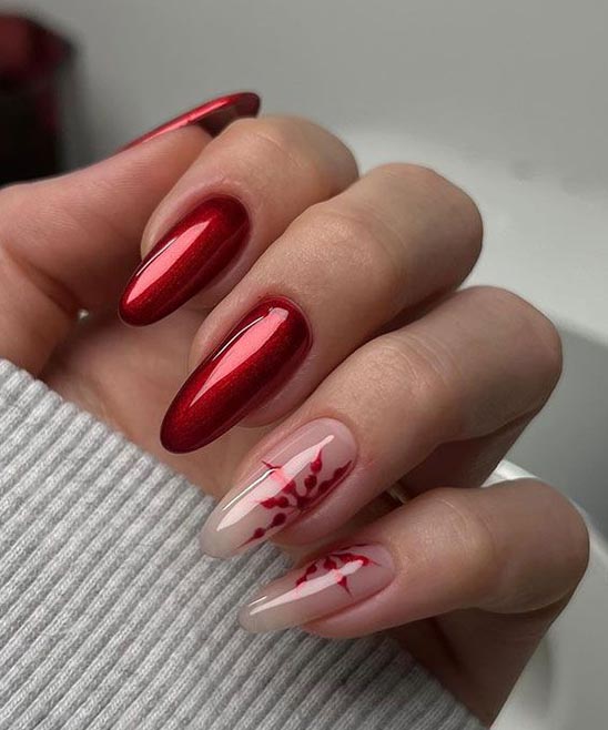 Dark Red Holiday Nails