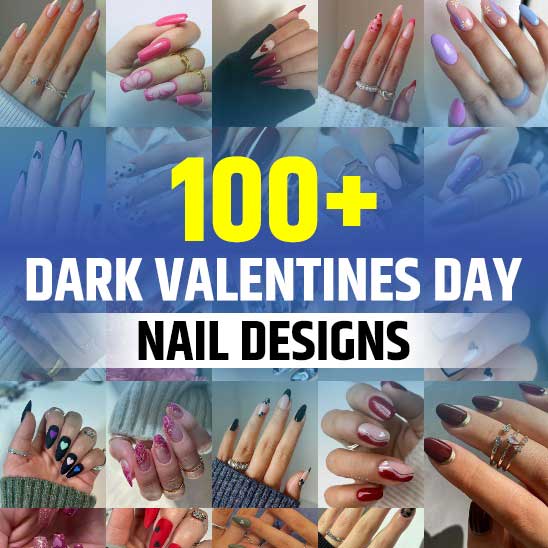 Dark Valentines Day Nails