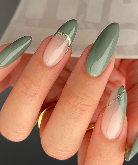 Green Almond Prom Nails