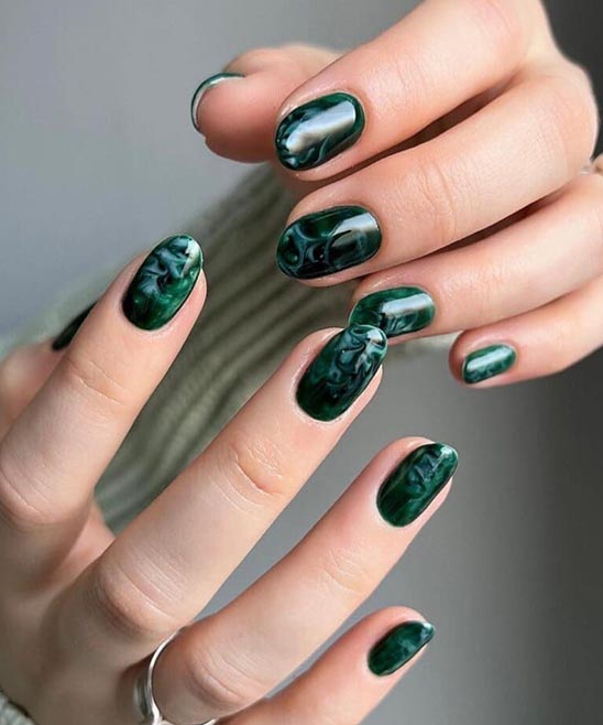 Green and Black Prom Nails