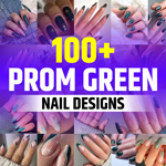 Prom Nails for Dark Green Dress