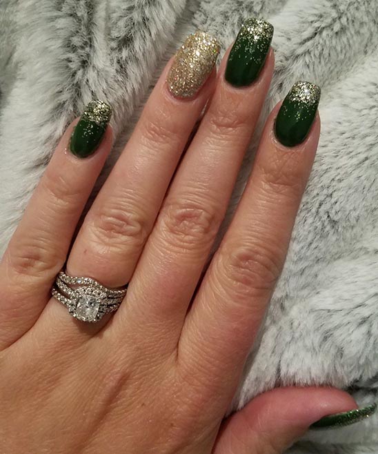 Prom Nails for Emerald Green Dress