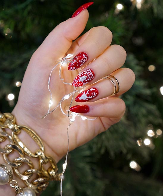 Red Holiday Acrylic Nails
