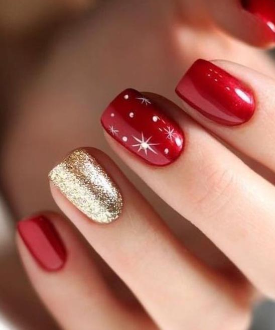 Red Sparkly Holiday Nails
