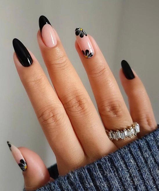 Short Nails Black Design