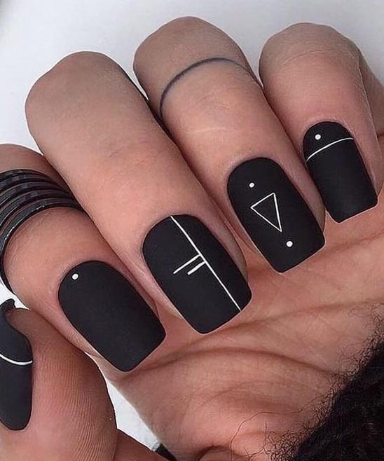 Simple Cute Black and White Nails