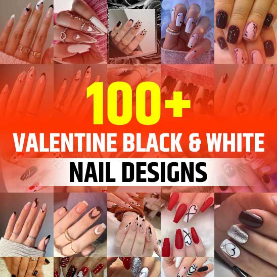 Valentine Nails Black and White