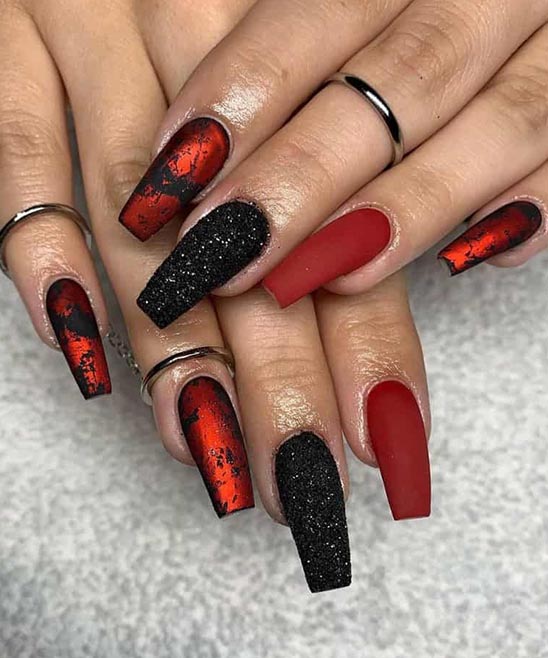 Valentine's Day Nails Black and Red