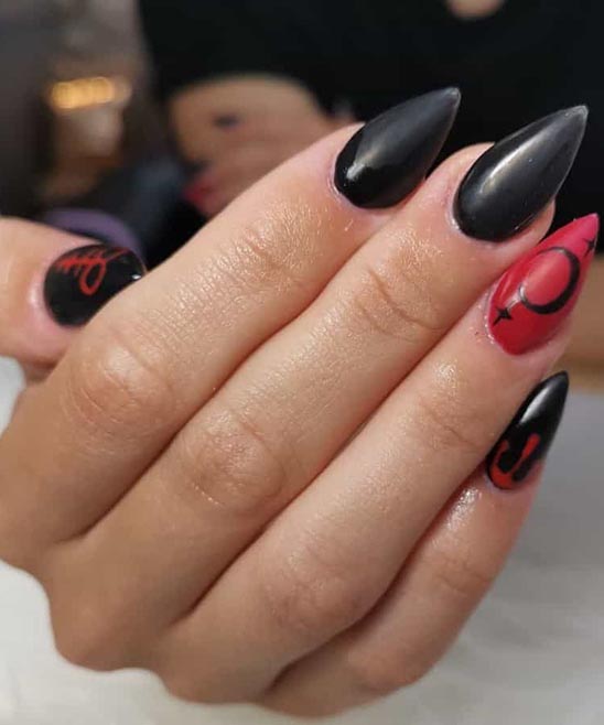 Valentines Nails Black and Red