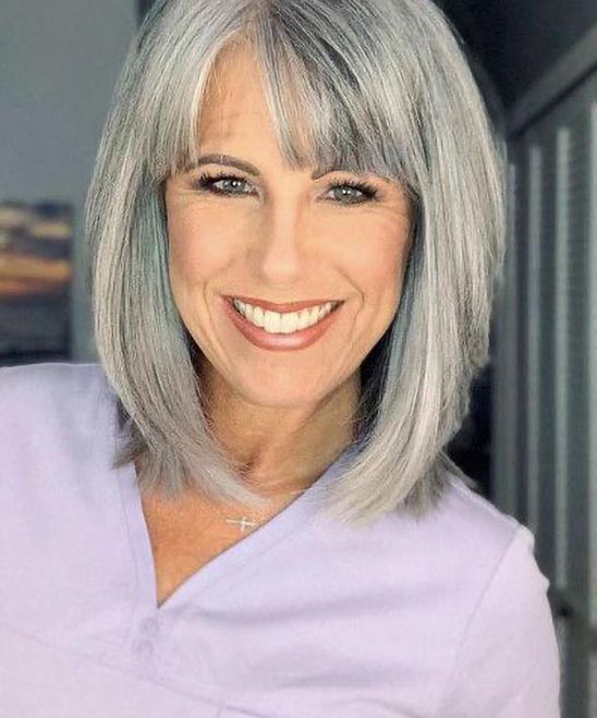 Wash and Wear Long Haircuts for Over 60
