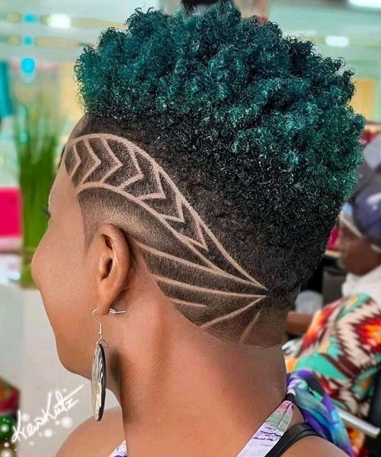 Short Natural Haircuts for Black Females With Designs