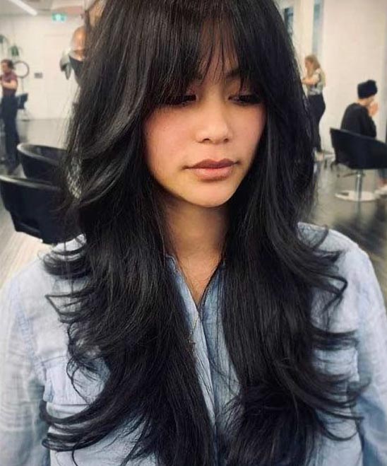 Feathered Layered Haircuts for Long Hair With Bangs